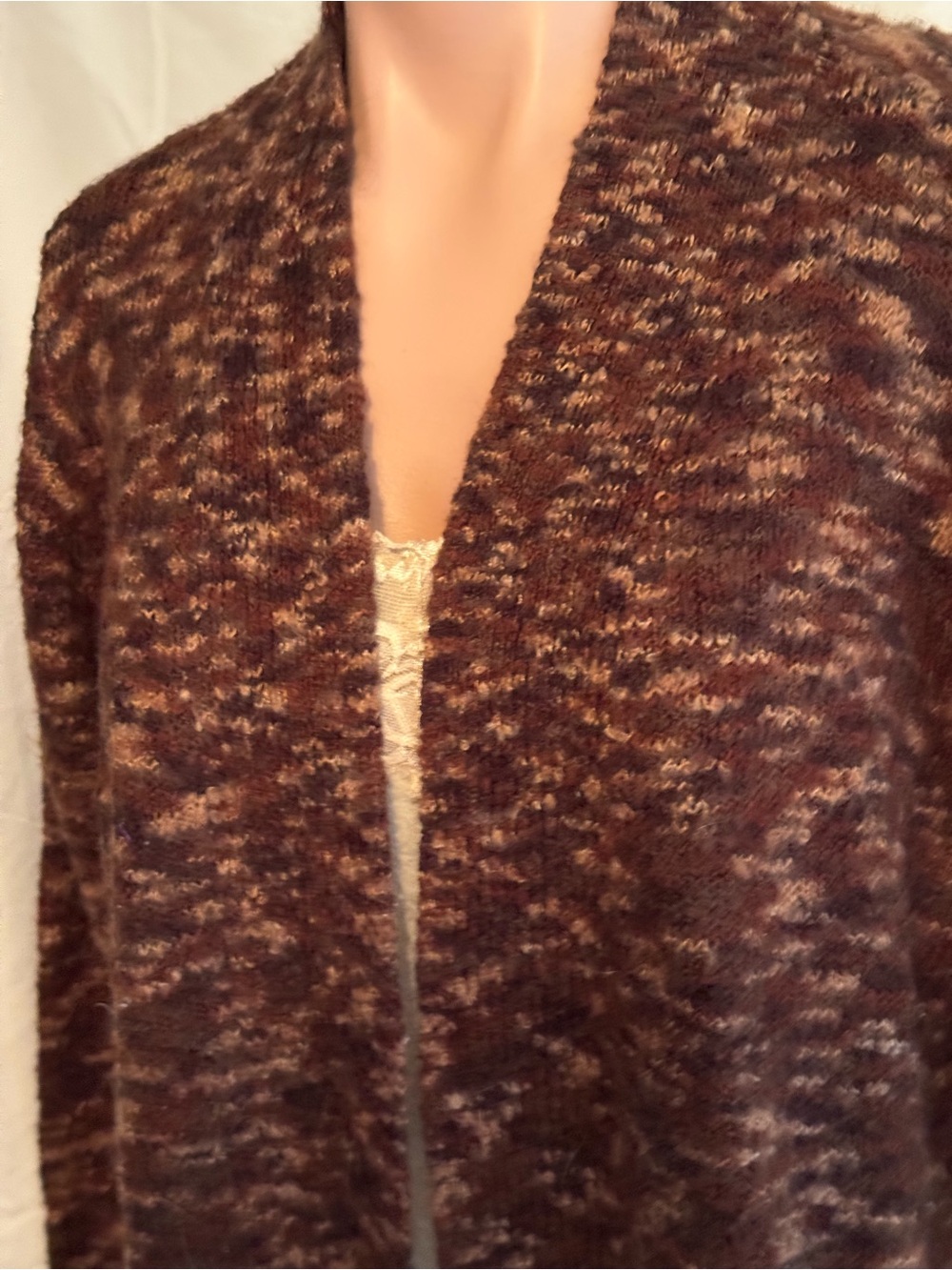 St. John's Bay Marled Brown Open-Front Cardigan - Picture 2 of 4